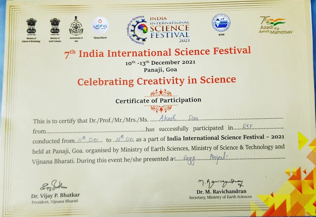 IISF 2021 Certificate